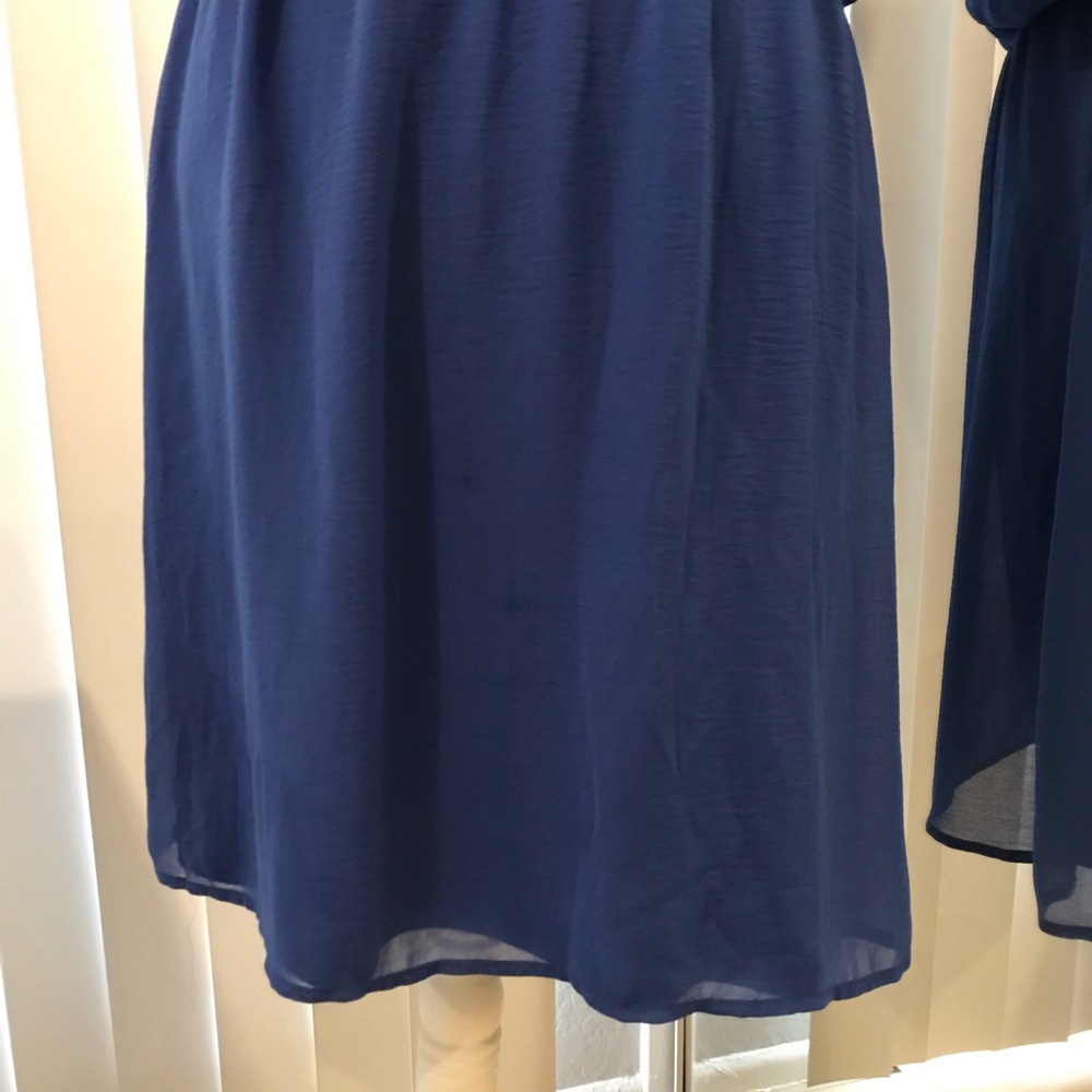 Blue Chiffon Ruffled Sleeveless Cinch Waist Dress - Picture 5 of 10